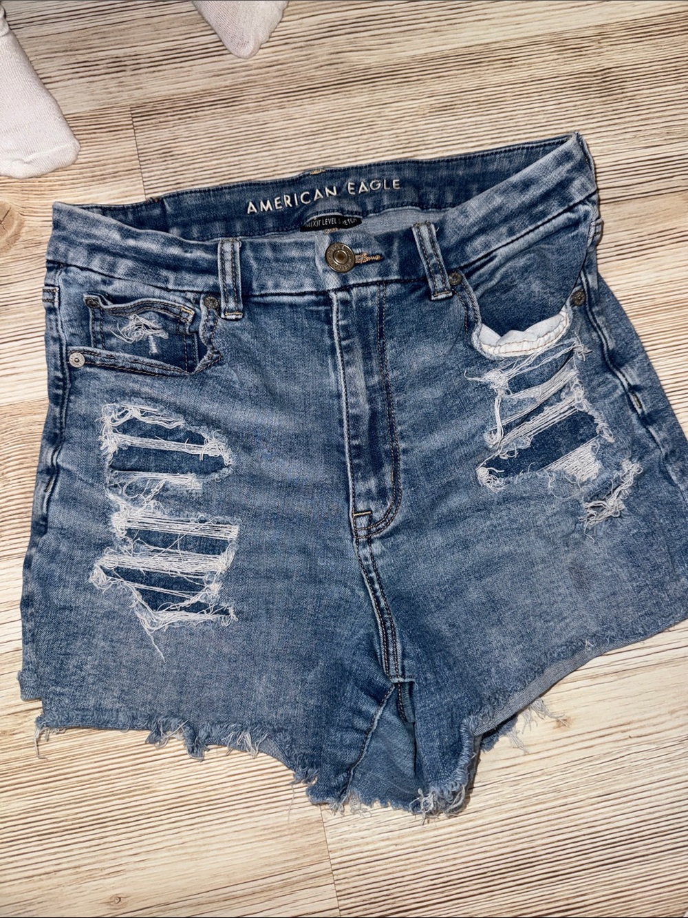 American Eagle Outfitters Distressed Denim Shorts - Blue